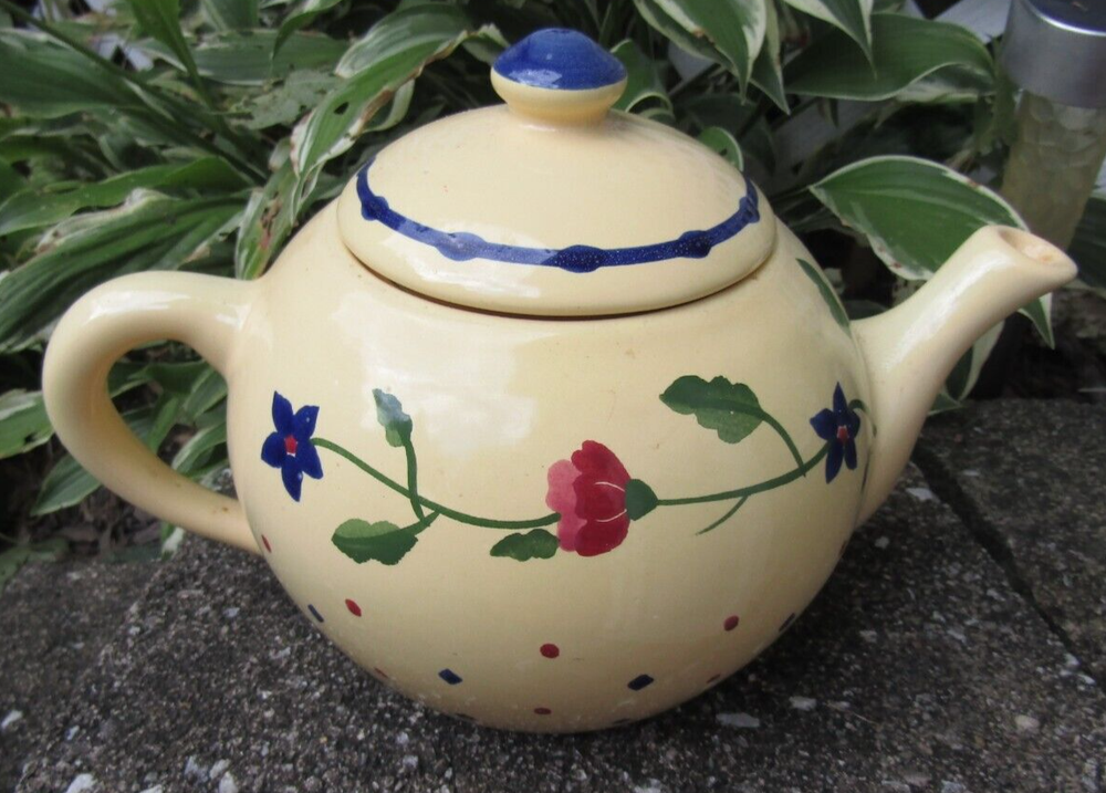 HARTSTONE POTTERY STONEWARE LARGE TEAPOT Meadow Flowers