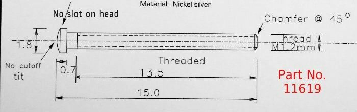 M1.2 Machine Screw, OAL 15.0mm, 100 count