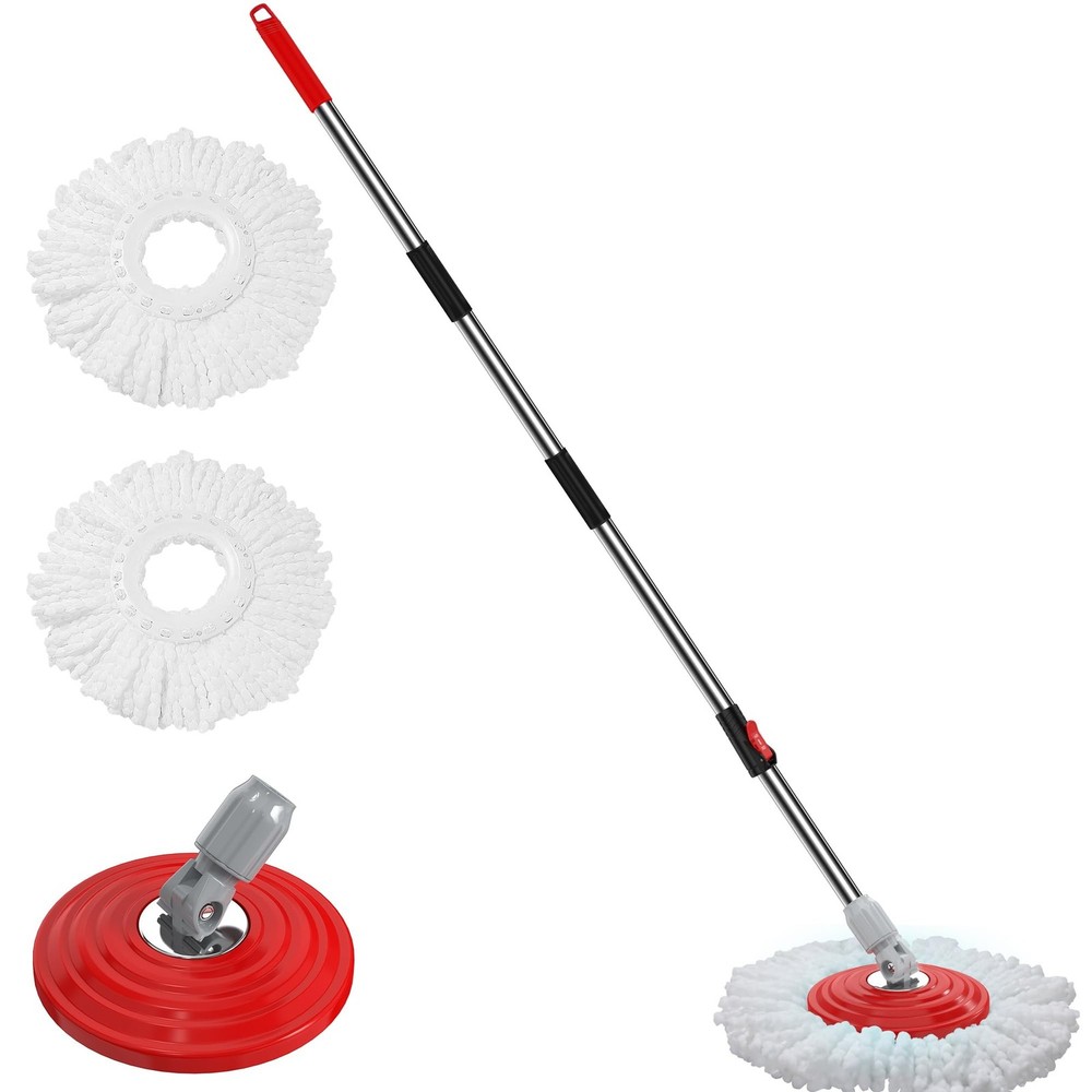 Stainless Steel Extendable Mop Handle with 2 Microfiber Replacement Heads & 3...