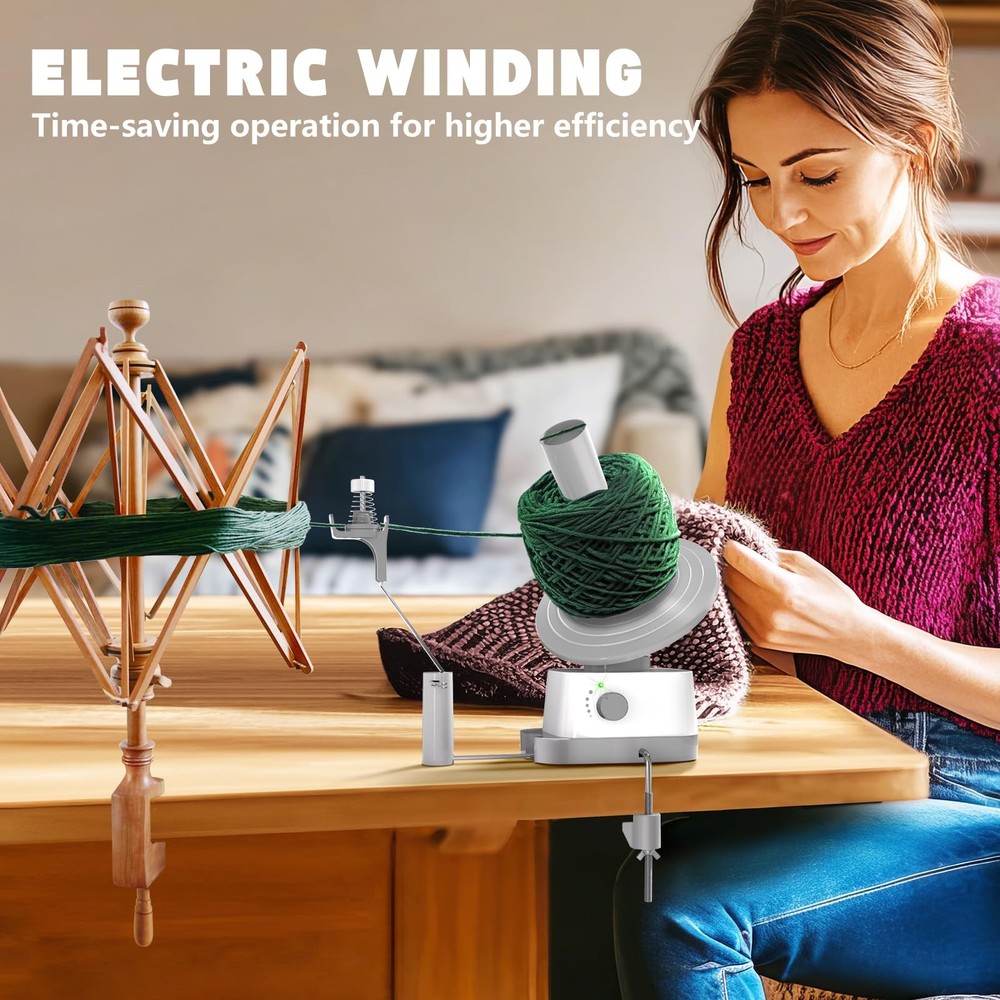 Electric Yarn Winder - Adjustable Speed, Automatic Spinner for Knitting