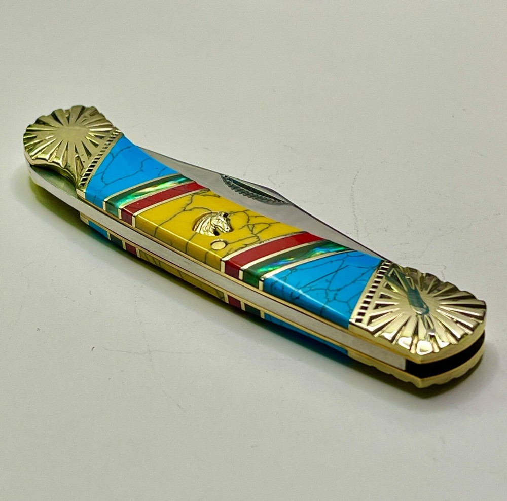 Large 5" Long SILVERHORSE STONEWORKS Single-Blade LOCKBACK with 3.5" Blade