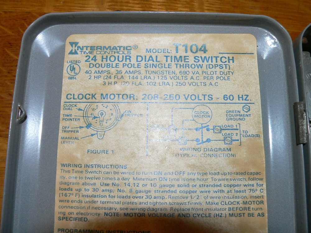 Intermatic Time Controls model T104 24 Hour Dial Time Switch (Untested)
