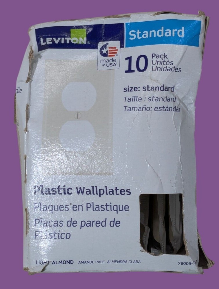 Leviton Light Almond Plastic Duplex Outlet Wall Plates 2-Opening 10-Pack