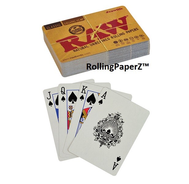 RAW Cigarette Rolling Papers PLAYING CARDS - Classic Organic Smoker artwork