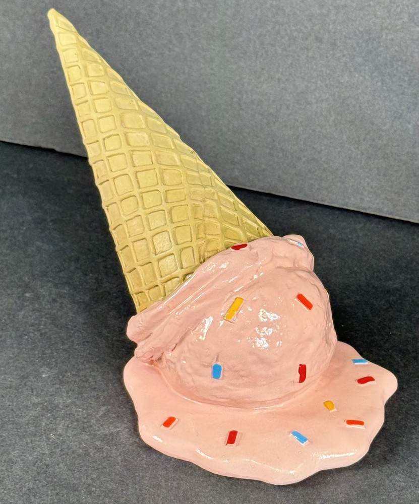 Faux Melting Ice Cream Cone Figurine