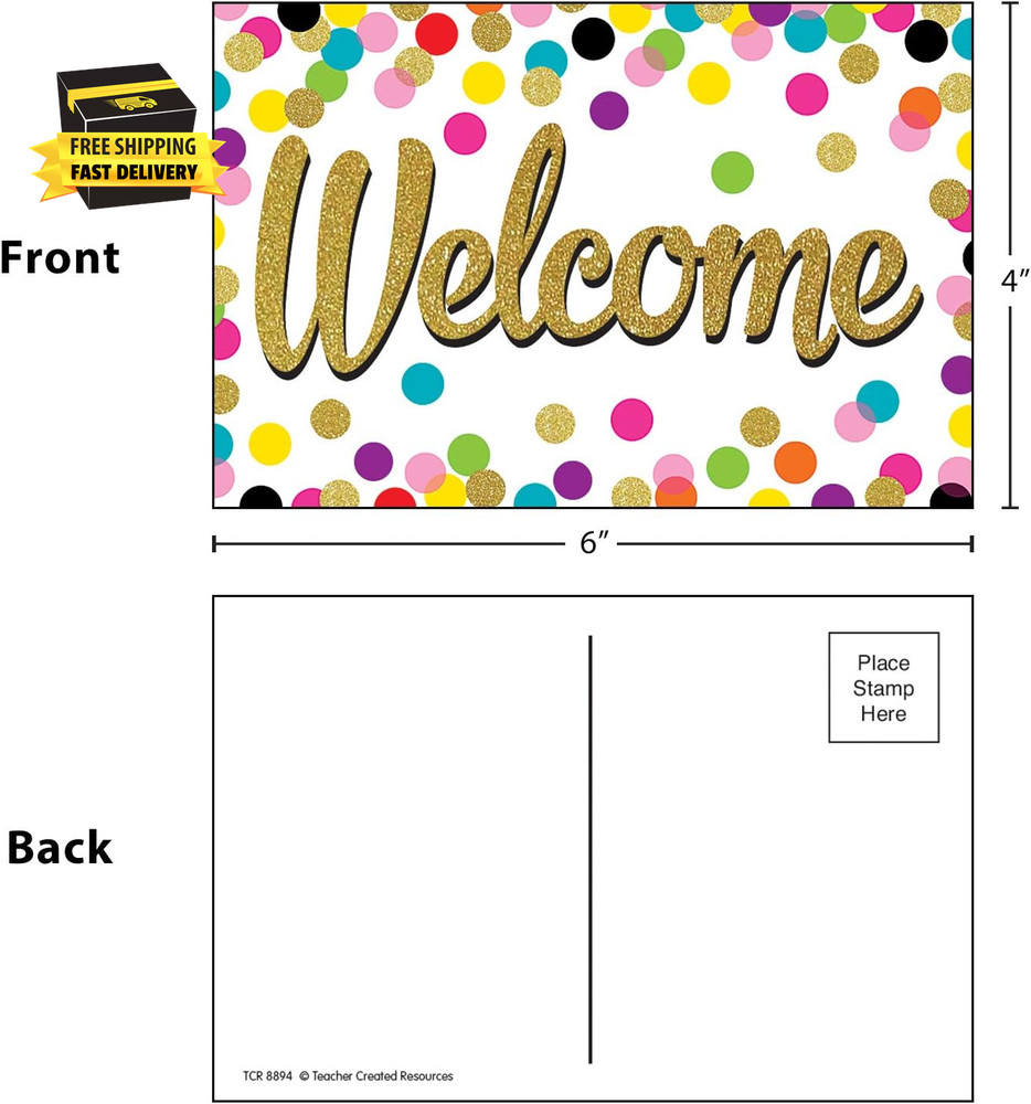 Confetti Welcome Postcards (8894) ⭐️⭐️⭐️⭐️⭐️