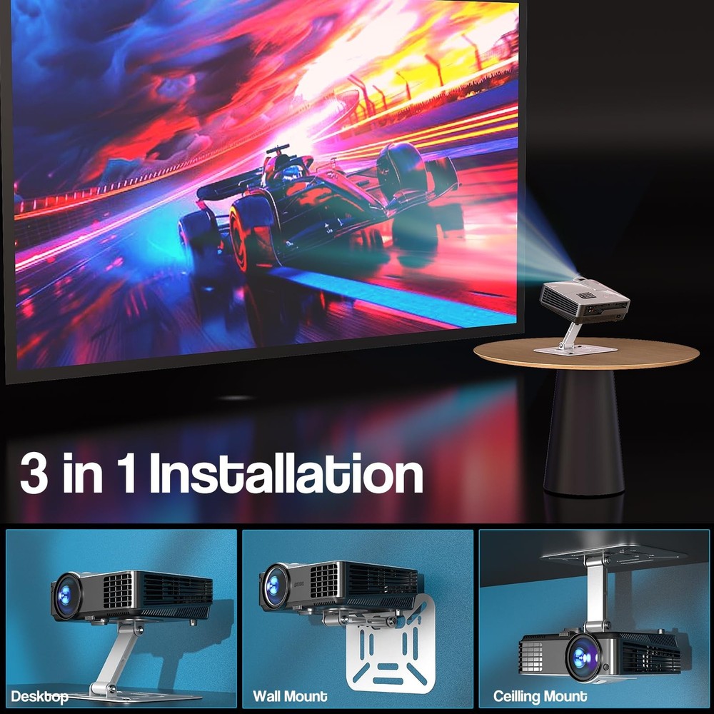 Adjustable Projector Stand with 1/4" Screw, Silver Ceiling Mount for Home Off...