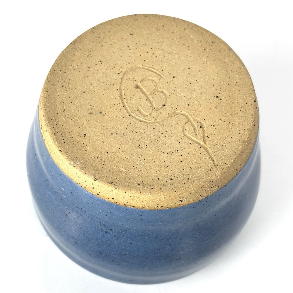 Pottery Blue Lidded Storage Jar Crock Studio Art Handmade Stoneware Signed 3.5”
