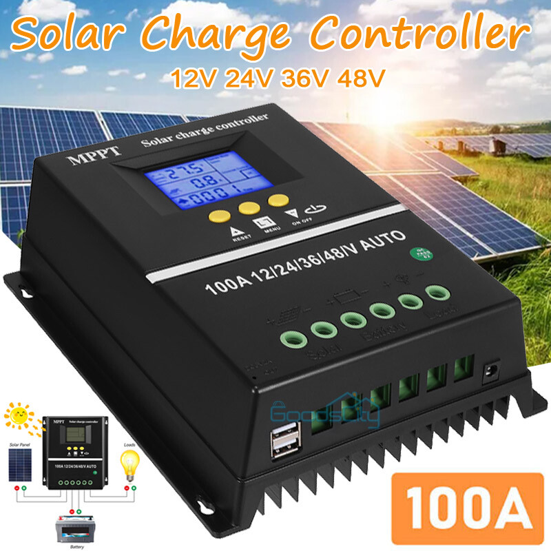 12/24V 60/80/100A MPPT Solar Charge Controller Panel Battery Regulator Dual USB