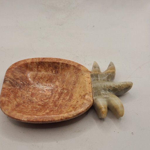 Trinket or soap dish marble 2 tone pineapple. Etched design.
