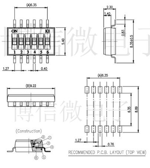 50pcs DSHP06TSGER SOP-12 1.27MM 6 Position way SMD Switch Coding Switch
