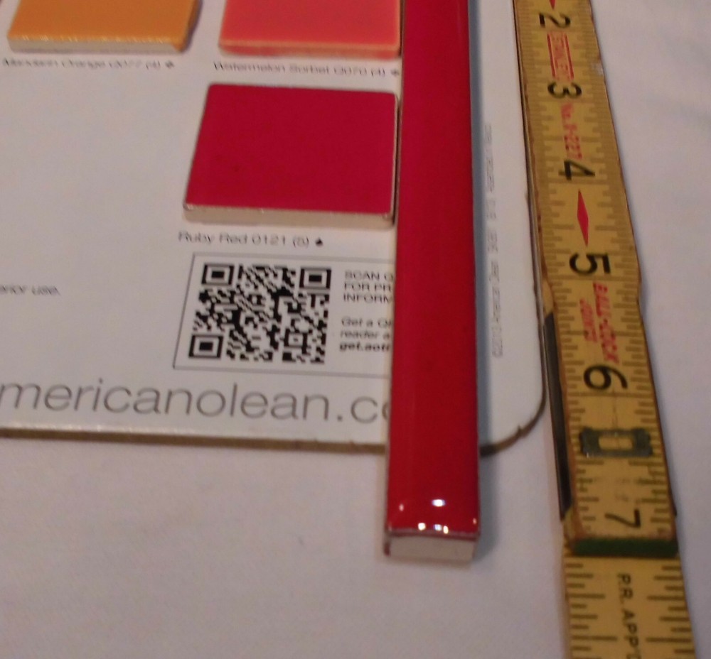 1 pc. *Glossy Ruby Red* Ceramic Tile; Pencil - Liner - Sizzle; 1/2" X 6" by A.O.
