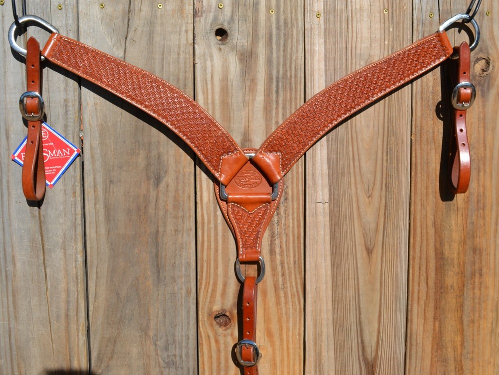 Reinsman 2" Heavy Duty Hand Tooled Snowflake Pattern Breast Collar - Mahogany