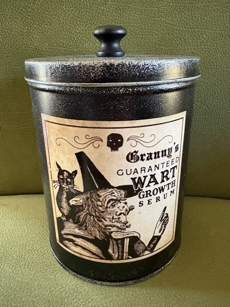 Witch And Cat Black Tin Container With Lid