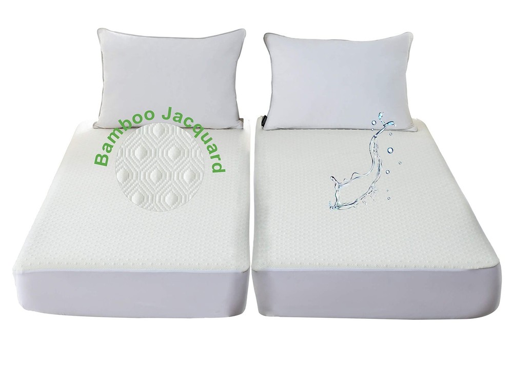 Bamboo Viscose Cooling Split King Mattress Protector for Adjustable Bed Water...