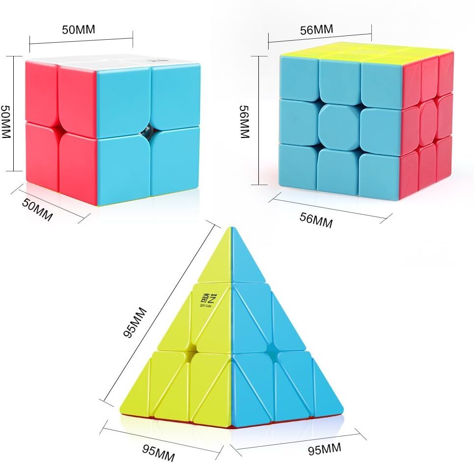 3 Pack Speed Cube Set,Speed Cube 3x3 2x2 Pyramid Magic Cubes Brain Teaser