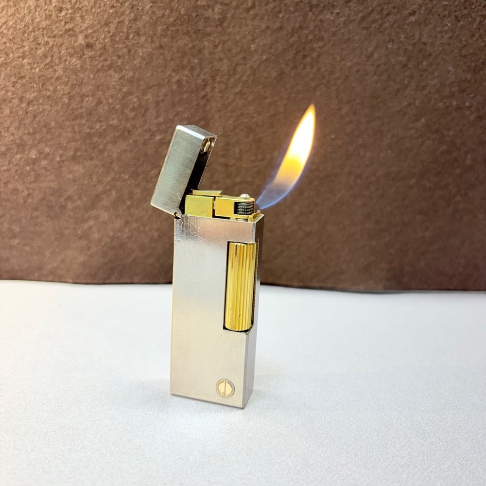 DUNHILL ROLLAGAS LIGHTER  PALLADIUM FINISH   PIPE & CIGAR FLAME   FULLY SERVICED
