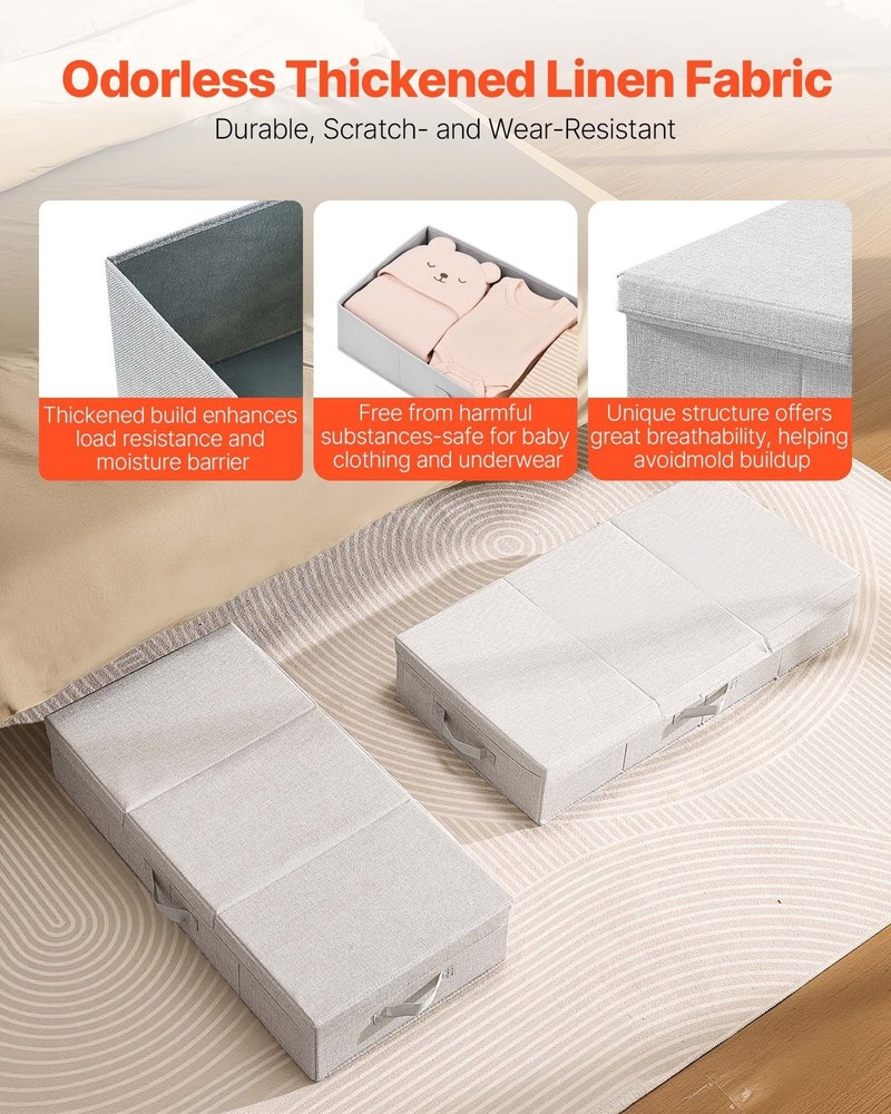 Spacious Underbed Storage Bin 48L 31.7x15.9x6.1in Double Layer Construction