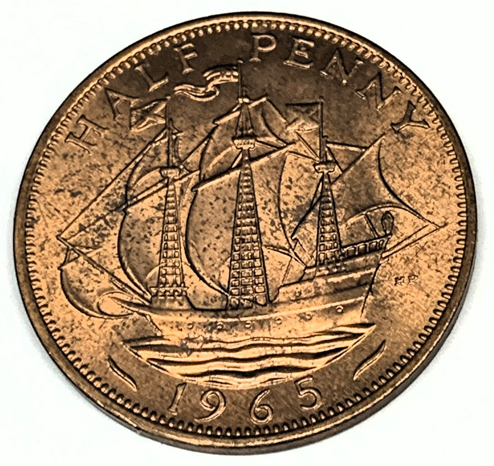# C016    GREAT BRITAIN     COIN,     HALF  PENNY    1965  Unc.