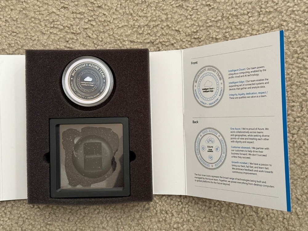 Rare! MICROSOFT AZURE TEAM Commemorative "Challenge" Coin (2019) Cloud & Edge