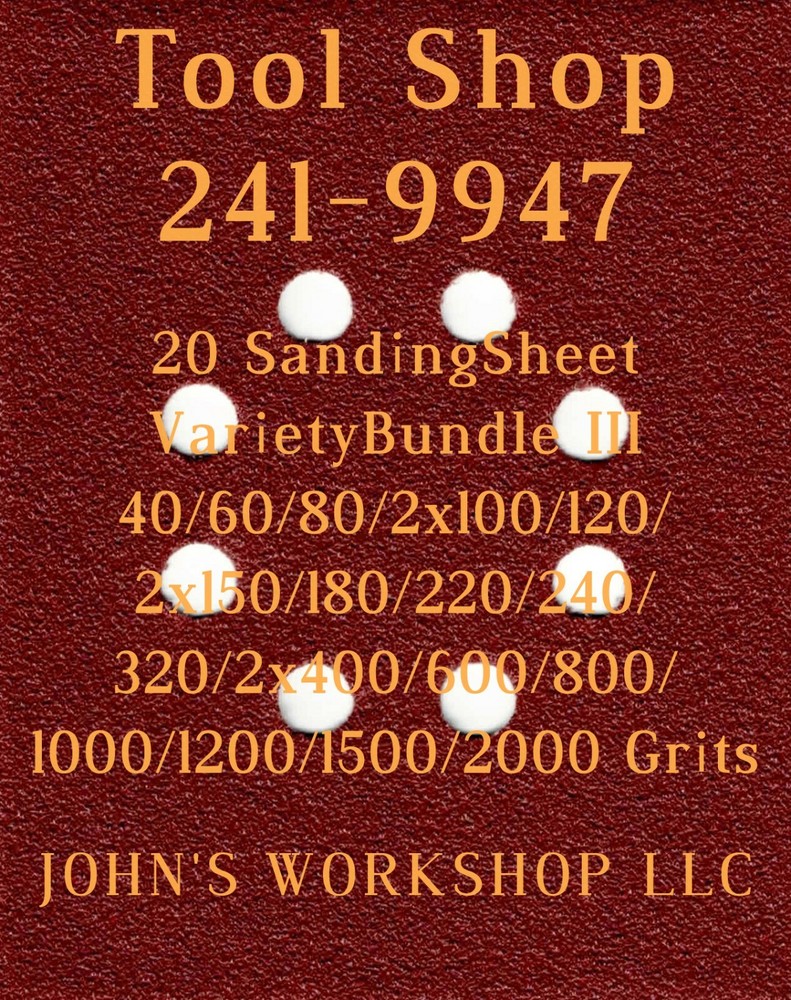 Tool Shop 241-9947 - 17 Different Grits - 20 Sheet Variety Bundle III