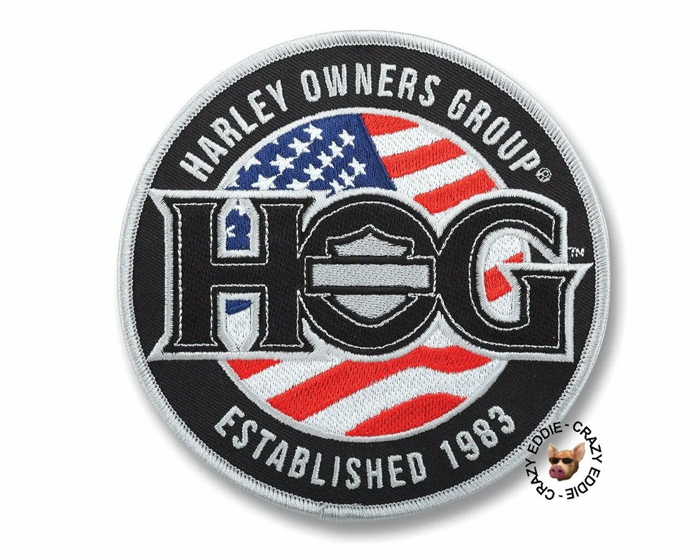 Harley Davidson Owners Group Oval USA flag patch 5 Inches HOG Vest Patch