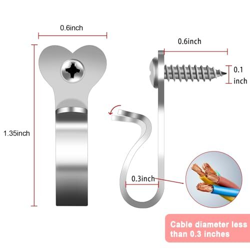 40 Pack Light Hanger Hooks Stainless Steel Screw In Hooks for String Lights