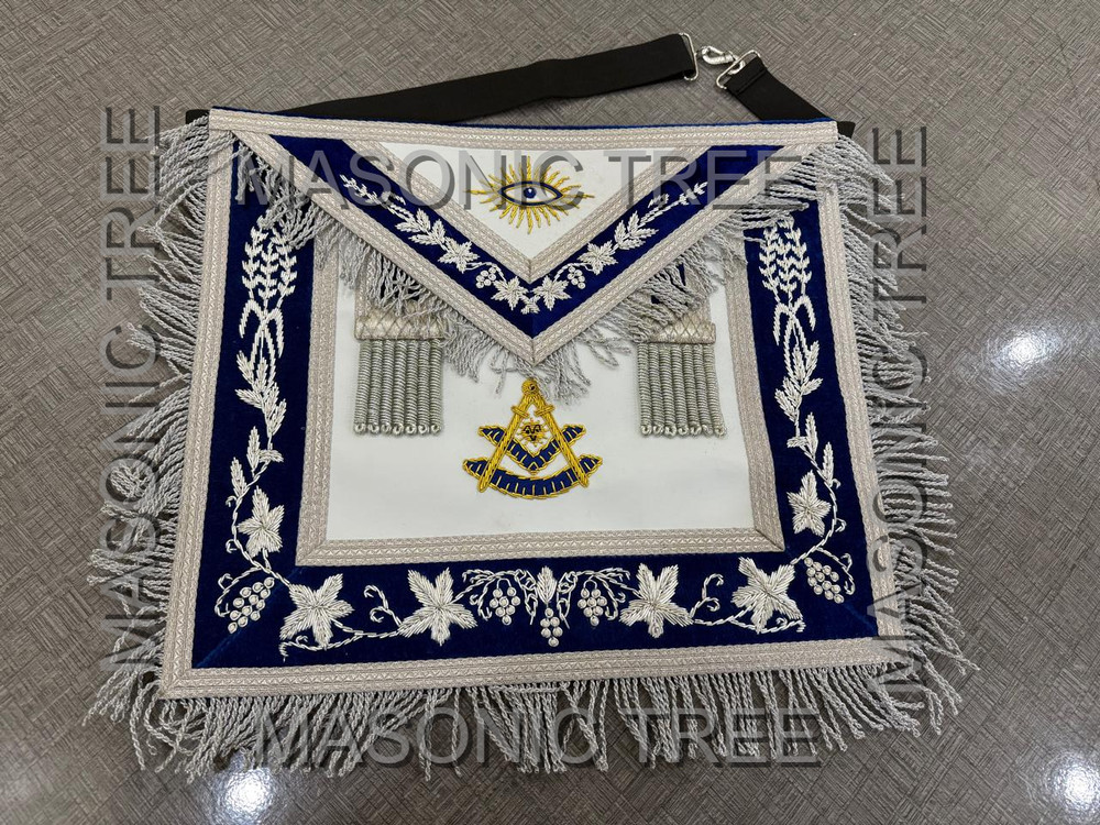 Custom Masonic Past Master Hand-Embroidered Apron with Fully Personalized Case