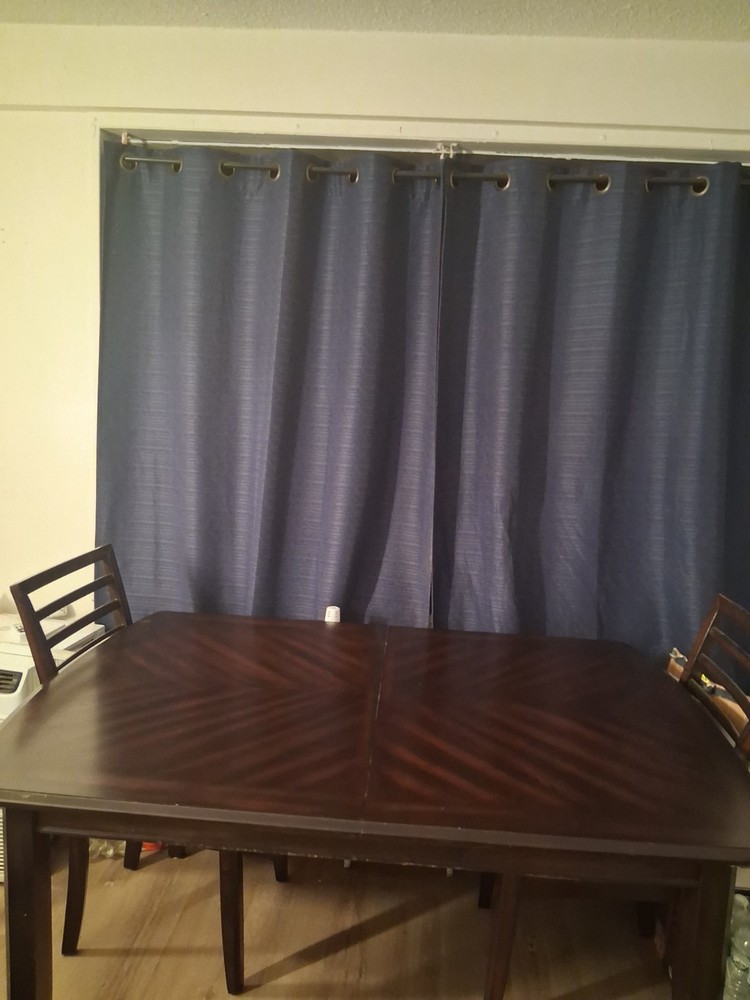 Dark Brown Gloss Wood Rectangular Dining Table Set with 4 Beige Chairs