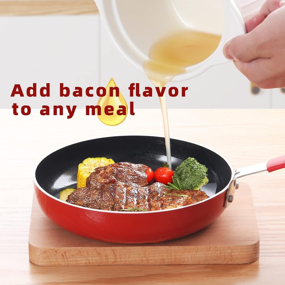 Ceramic Bacon Grease Container Keeper with Strainer, Frying Oil Storage White