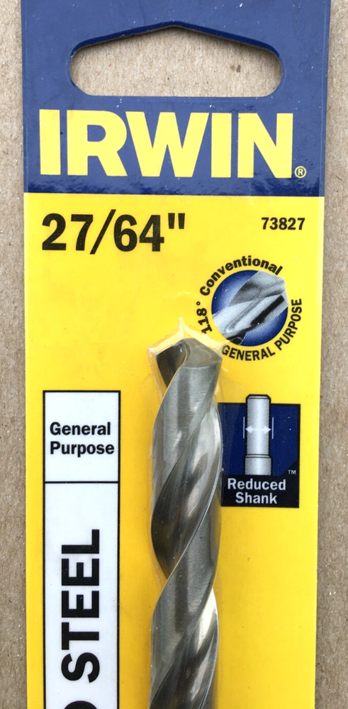 IRWIN 27/64" HIGH SPEED STEEL DRILL BIT