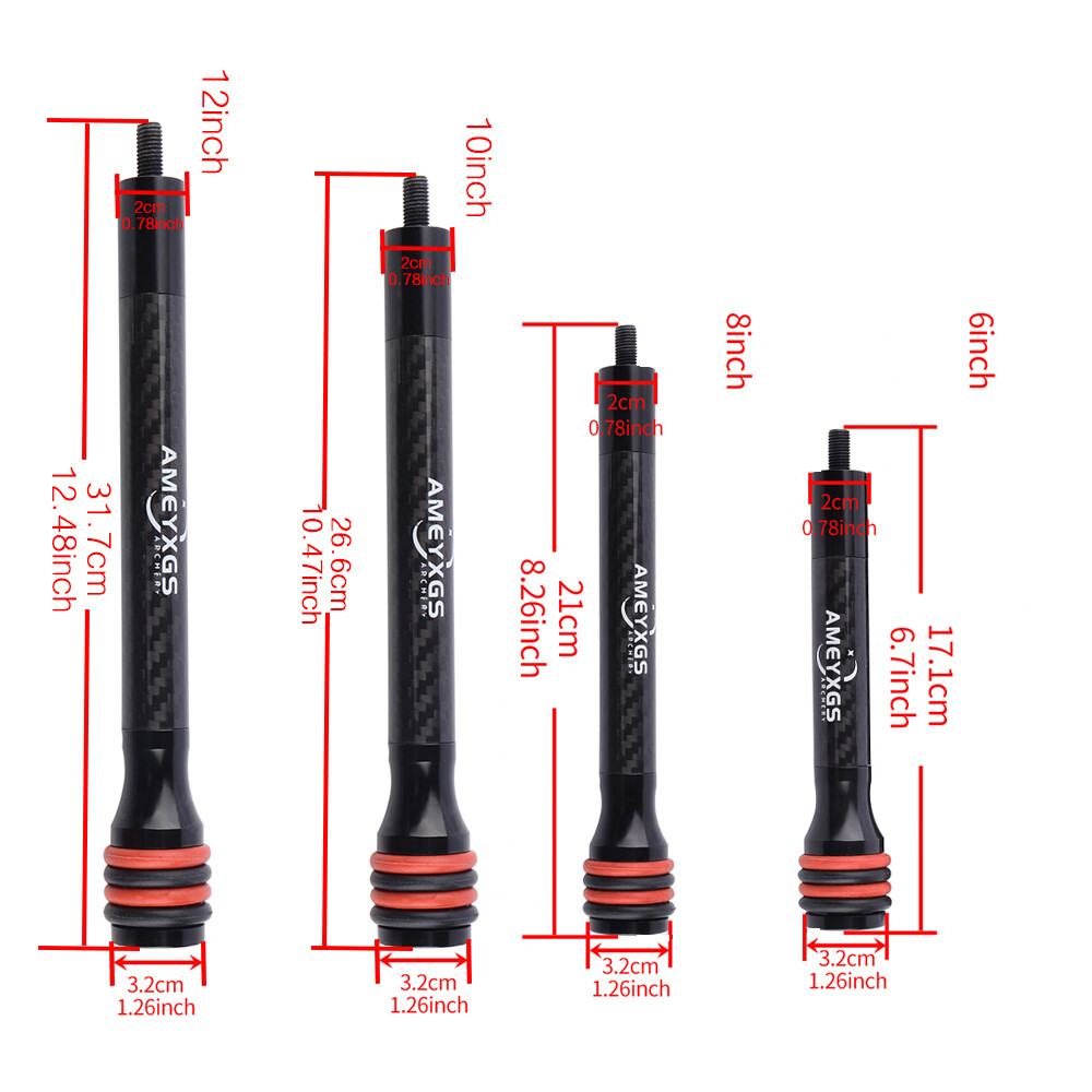 6-12'' Compound Bow Stabilizer Shock Absorber Silencer Hunting Shooting Target