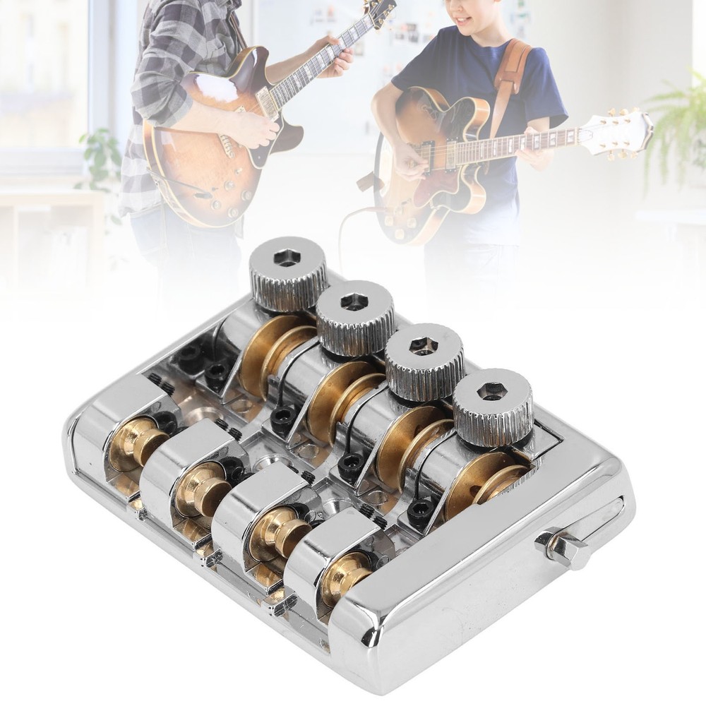 4 String Headless Electric Bass Bridge Alloy Brass Bridge Replacement (Silver )