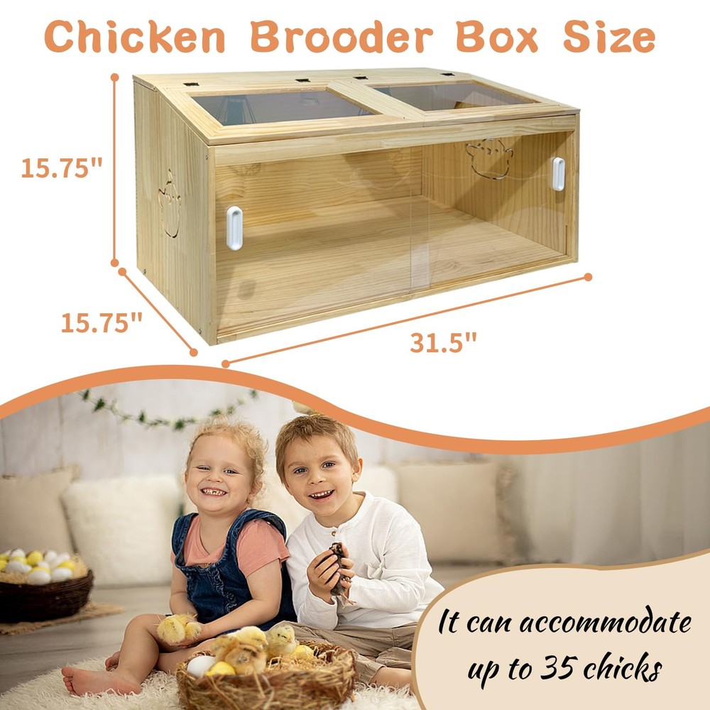 22-Piece Large Chicken Brooder Box 32", All-In-One Kit, up to 35 Chicks Capacity