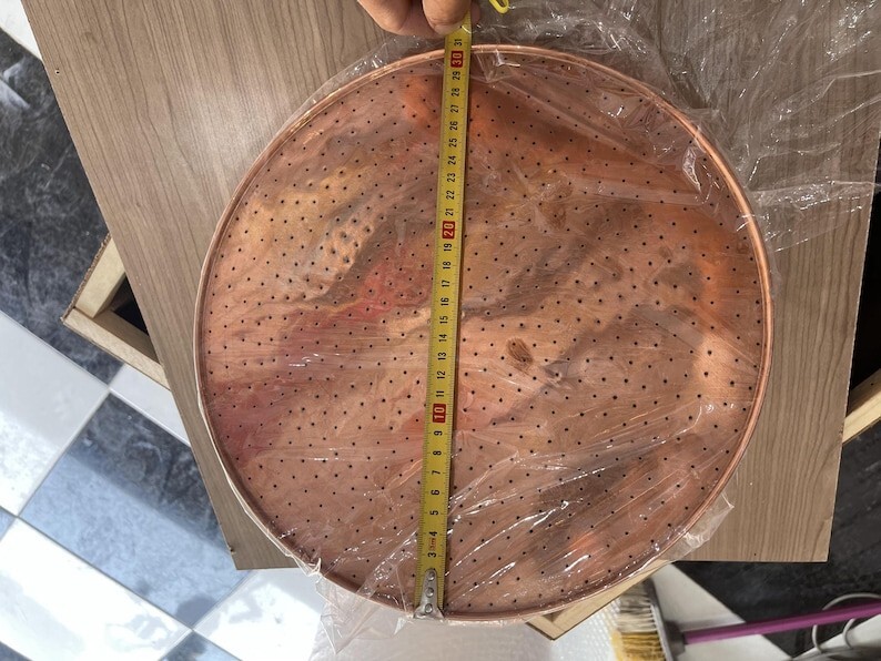 Unlacquered Solid Copper Rain Shower Head, Large Round Handcrafted Design.