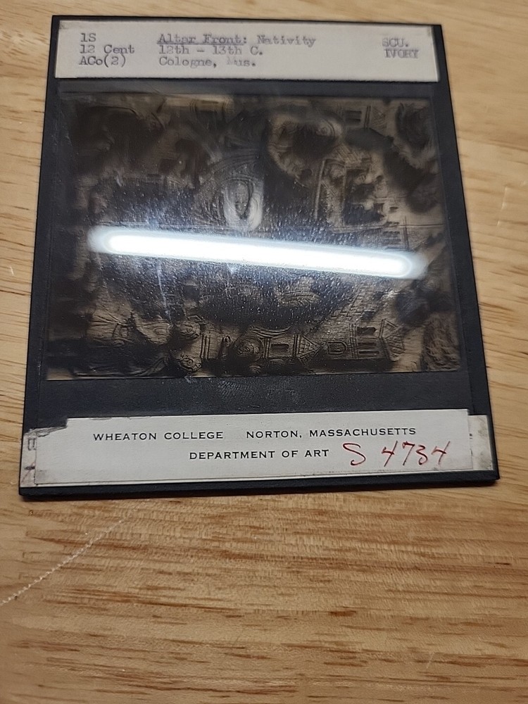 Vtg Magic Lantern Slide-Altar Front:Nativity:12th-13th Century
