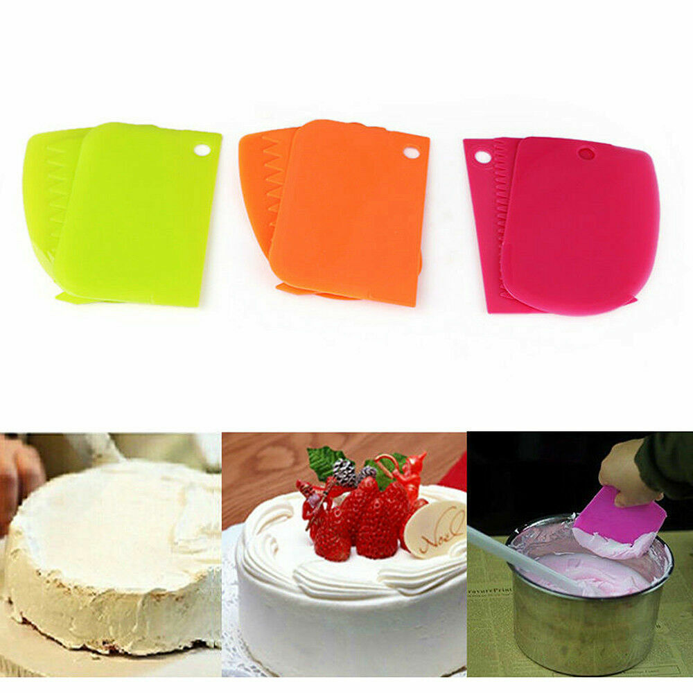 Plastic Icing Pastry Decoration Tools Cake Baking Dough 3Pcs/set Scraper Fondant