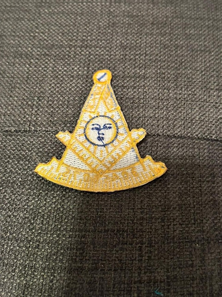 Masonic Past Master 4 inches Patch Iron on back, Blue & Gold Square & compass