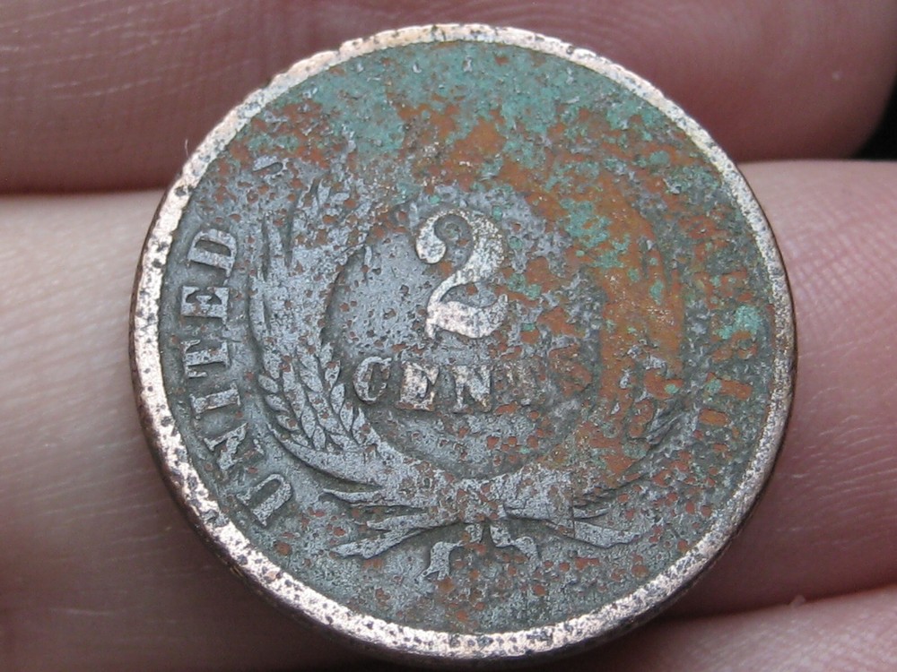 1864 Two 2 Cent Piece- Large Motto, Fine Obverse Details