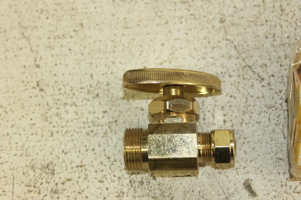 Four Polished Brass Straight Compression Valves