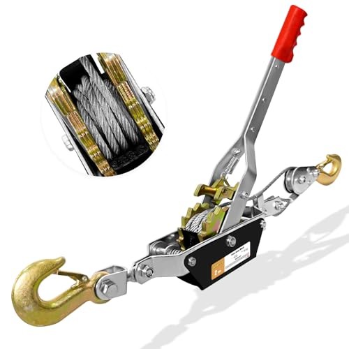 Come Along Winch Heavy Duty, 2T 2 Gears Come Along Pulling Tool, Cable Winch