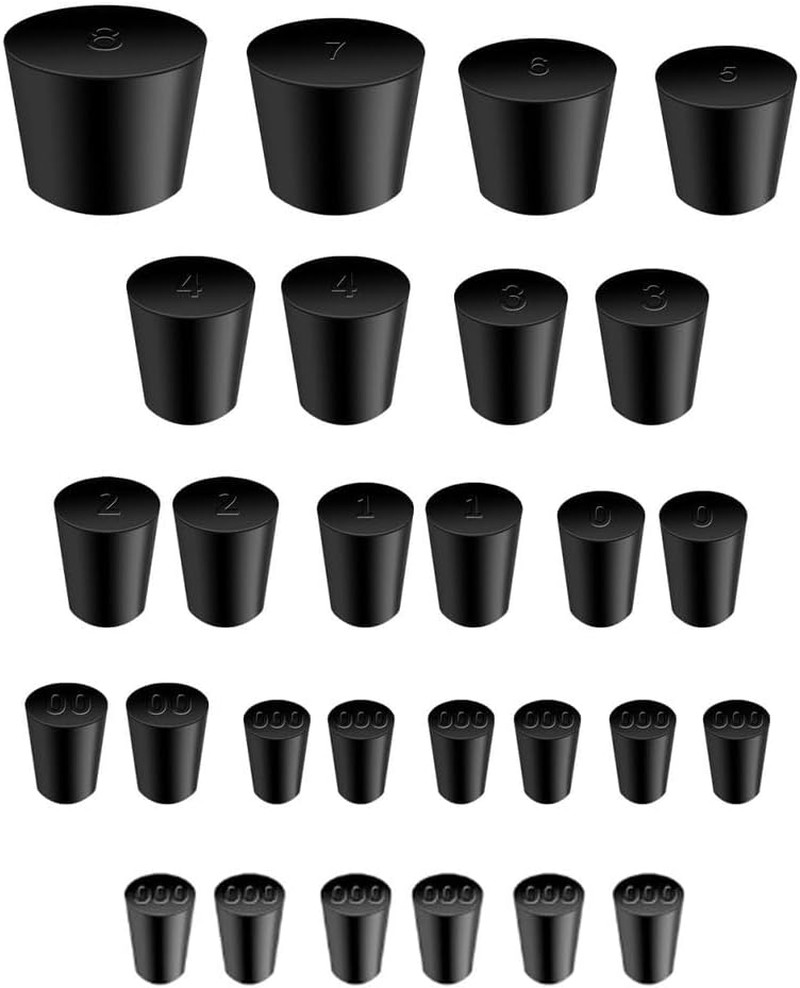 30Pcs Solid Rubber Stoppers 000# - 8# Tapered Lab Bungs Solid Rubber Stoppers...