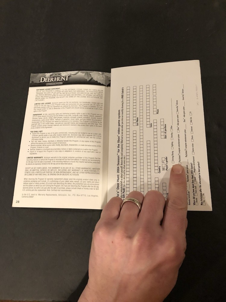 Deer hunt xbox 2004 Manual Only
