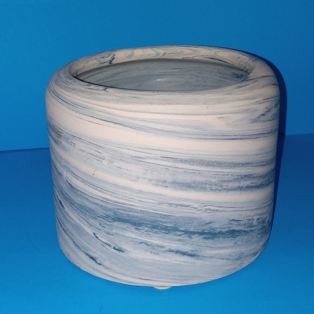 Threshold Blue and White Swirled Ceramic Vase 4in Tall
