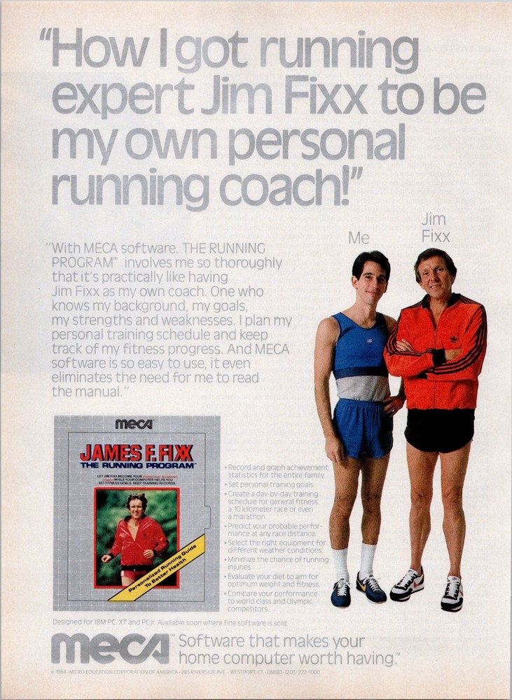 1984 • Jim Fixx Runner Meca  print ad • Olympics softwareADV-77