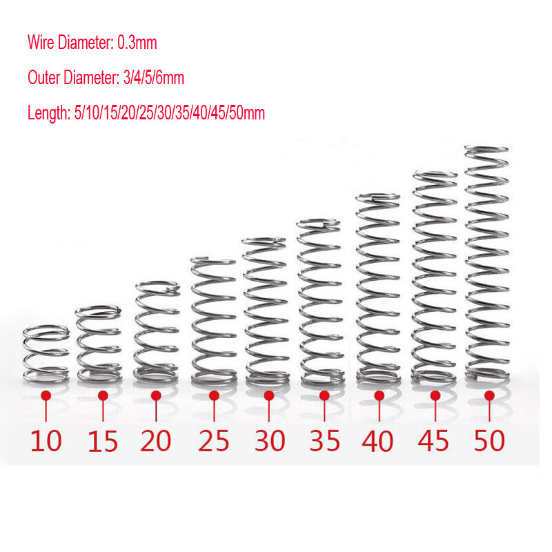 Spring Stainless Steel Small Spring Compression Pressure Compressed Length5-50mm