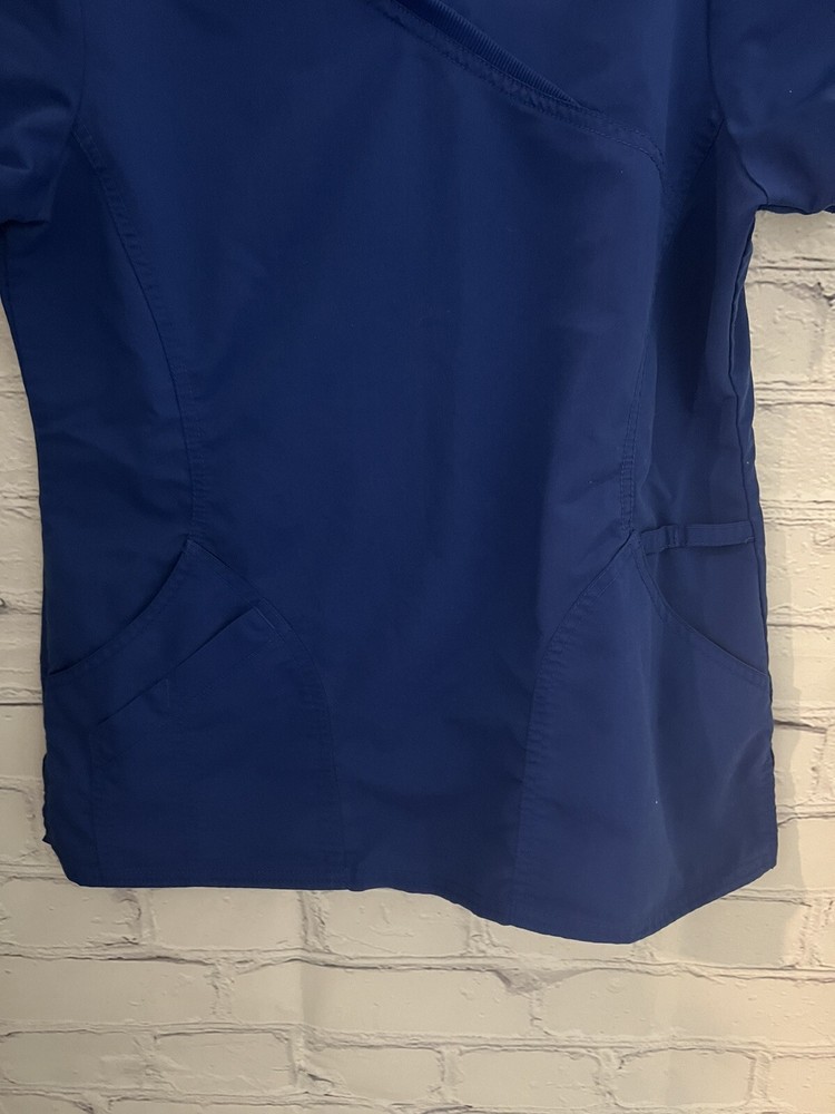 Unbranded Solid Blue V-Neck Scrub Top STRETCH Women's Size Small
