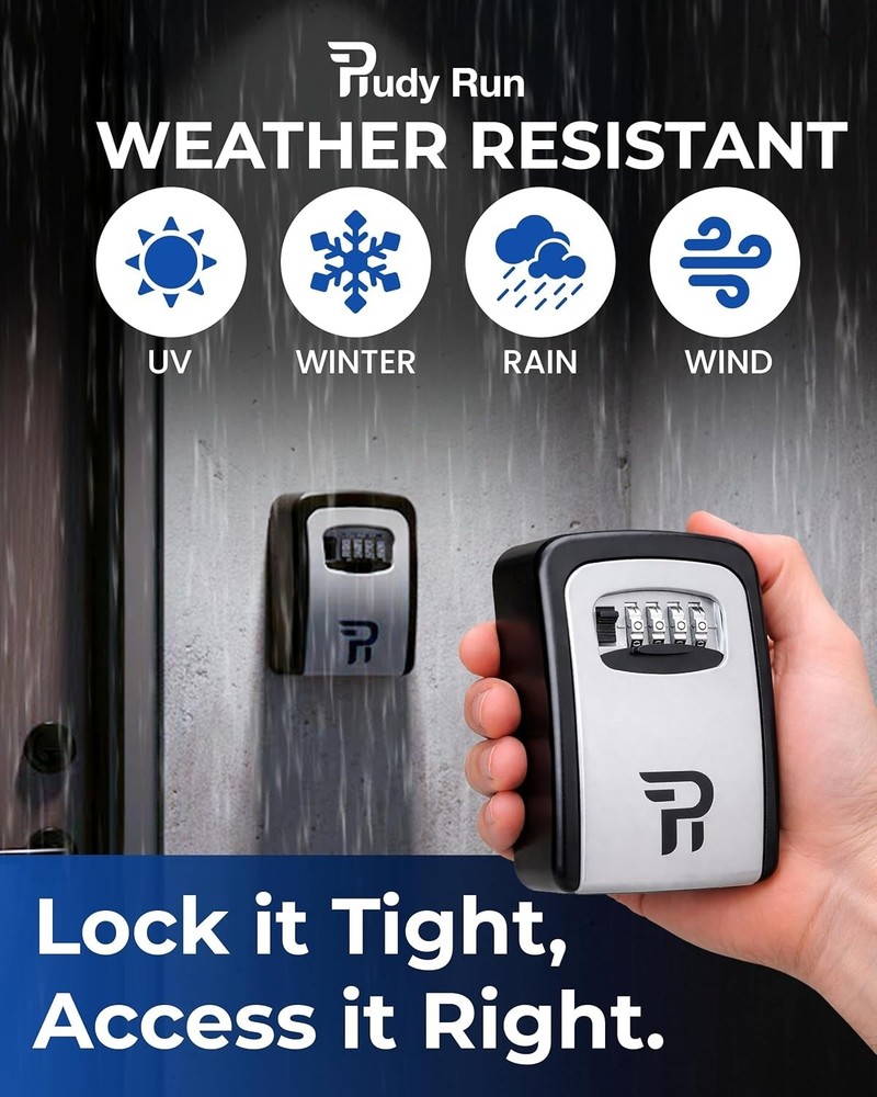 Weatherproof Key Storage Lock Box with Combination Lock – Wall Mounted Organizer
