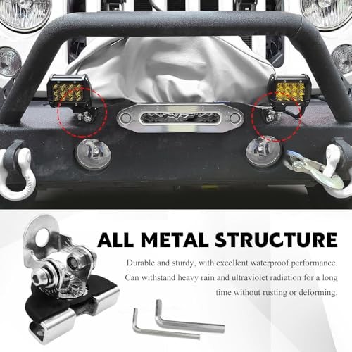 2PCS LED Light Bar Mounting Brackets, Ditch Light Brackets, Adjustable Silver