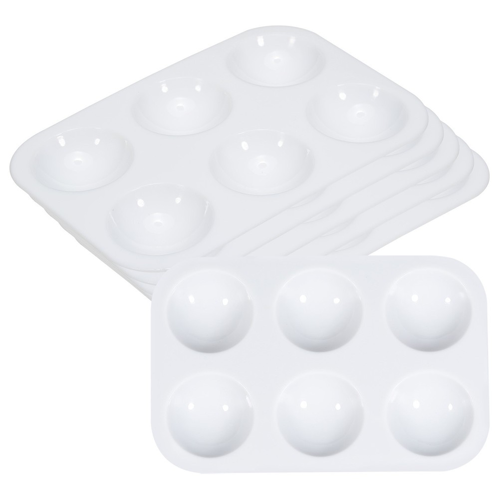6Pack Paint Tray Palette 6 Wells Rectangular Plastic Painting Pallet Holder